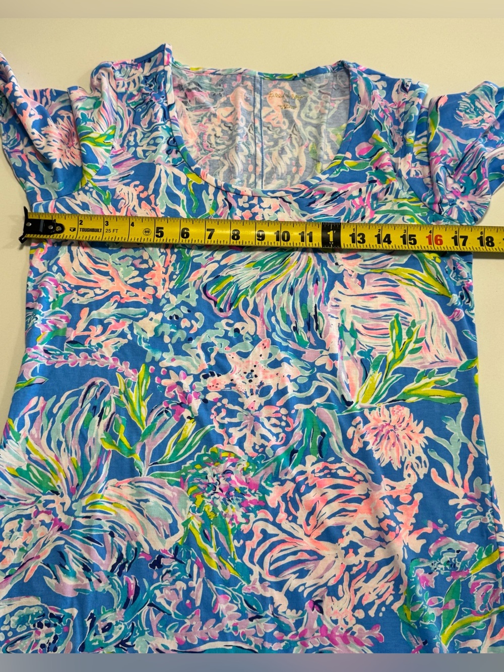 Lilly Pulitzer Beacon All Together Now & Navy Blue Cotton Jersey Dress Size Med - Picture 4 of 16